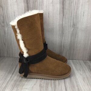 Koolaburra by Ugg Boots Womens 6 Rozalia Brown Suede Lined Winter Pull On Shoes